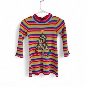 Michael Simon Girl Vintage Dress Christmas Tree Rainbow Embellishment Button 5